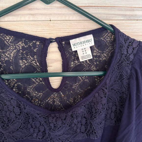Motherhood Maternity Lace Top Short Sleeve Blouse - Picture 4 of 5